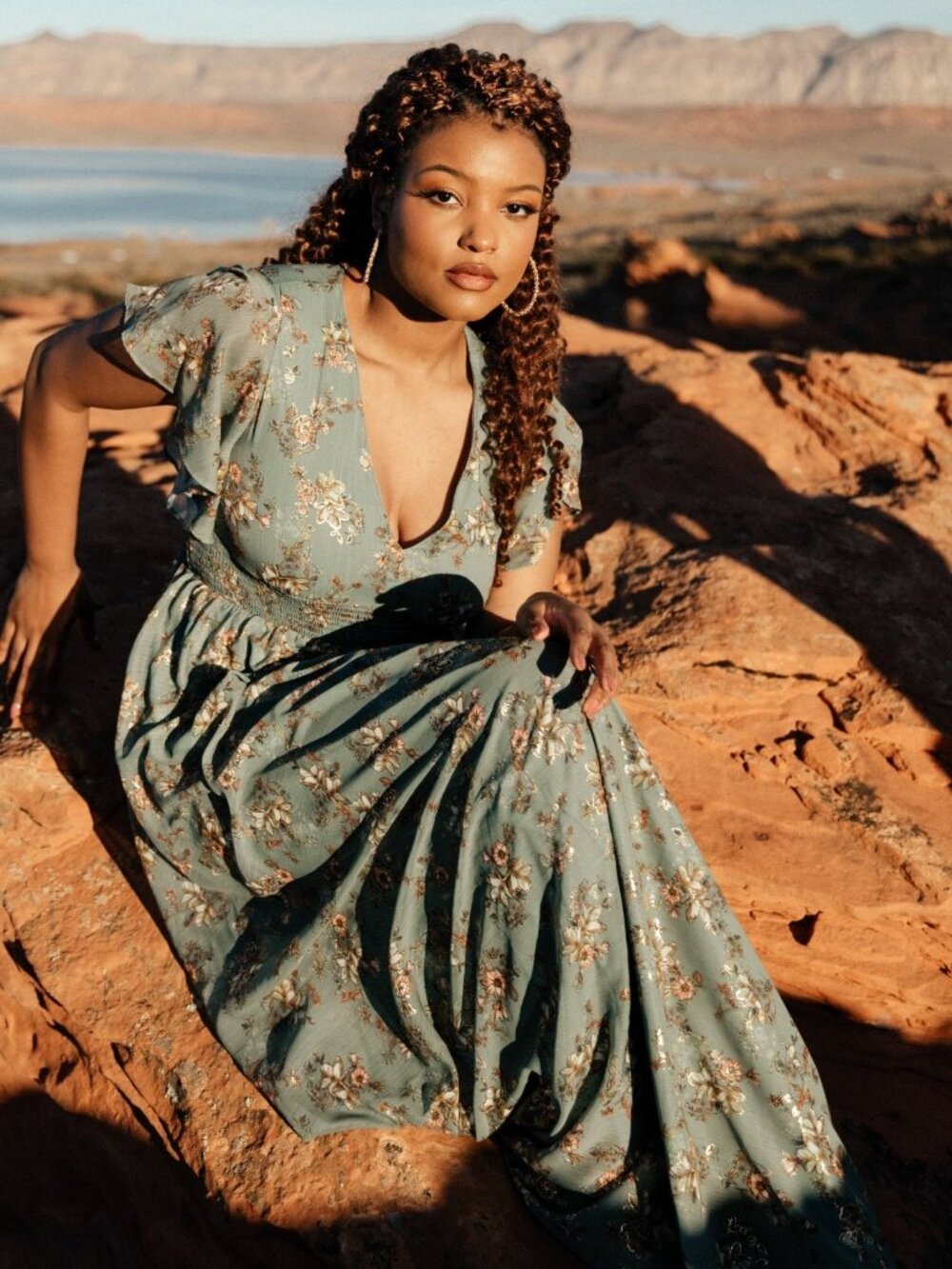 Baltic Born Lynlee Metallic Maxi Dress | Eucalyptus Size MM - Picture 2 of 5